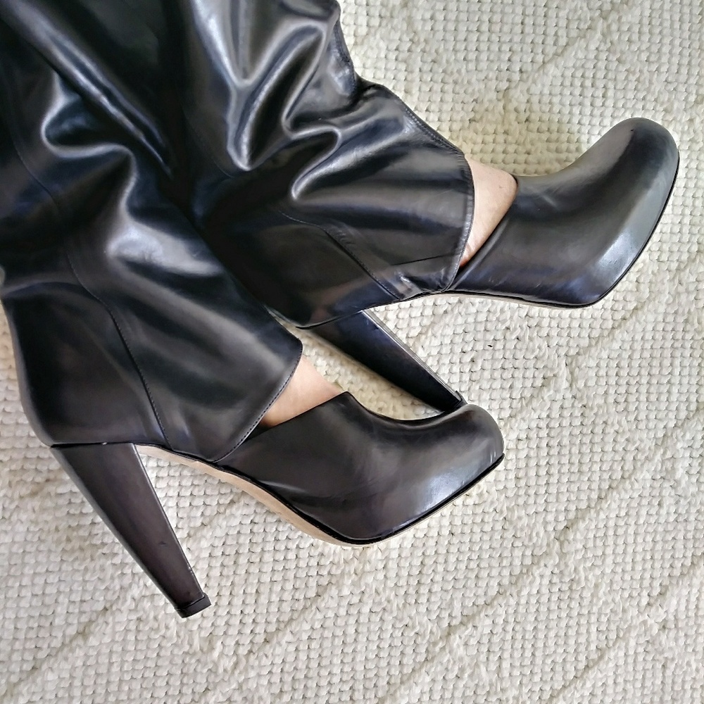 Loeffler Randall Black Leather Tall Boots - Picture 3 of 8